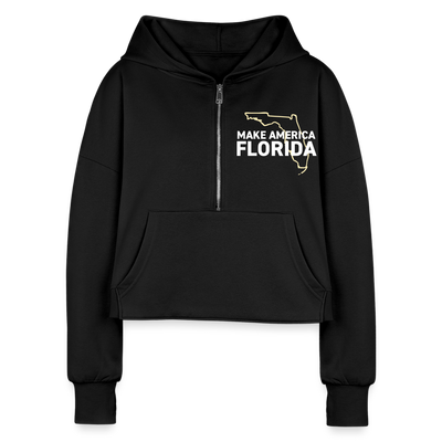 MAKE AMERICA FLORIDA Sustainable Women's Half Zip Cropped Hoodie - black