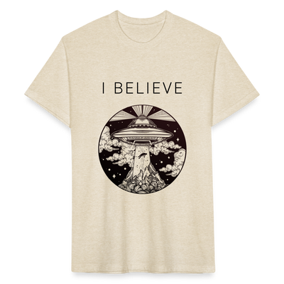 I BELIEVE Fitted Cotton/Poly T-Shirt - heather cream