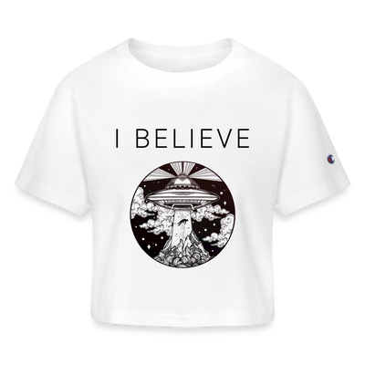 I BELIEVE Champion Women’s Cropped T-Shirt - white