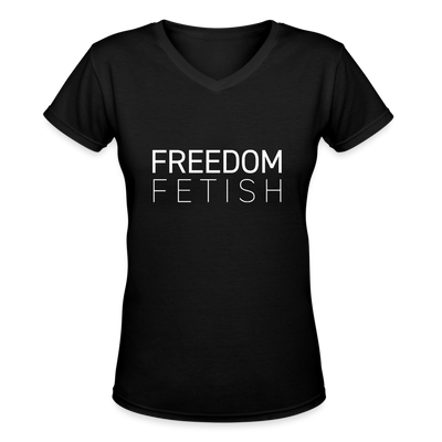 FREEDOM FETISH Women's V-Neck T-Shirt - black
