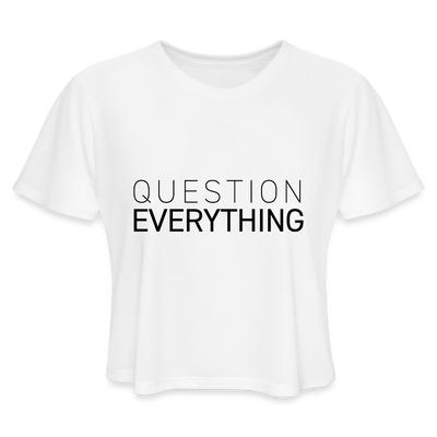 QUESTION EVERYTHING Cropped T-Shirt - white