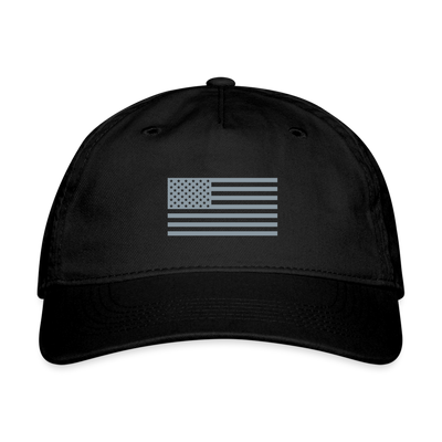 AMERICAN FLAG METALLIC SILVER Organic Baseball Cap - black