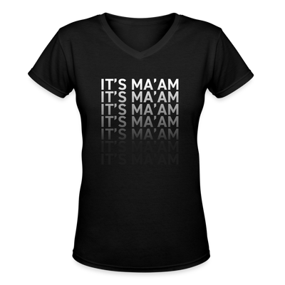 IT'S MA'AM Women's V-Neck T-Shirt - black