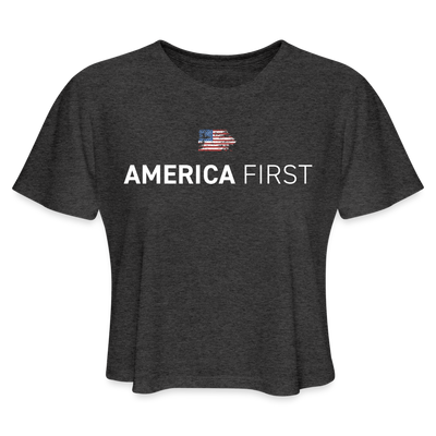 AMERICA FIRST Women's Cropped T-Shirt - deep heather
